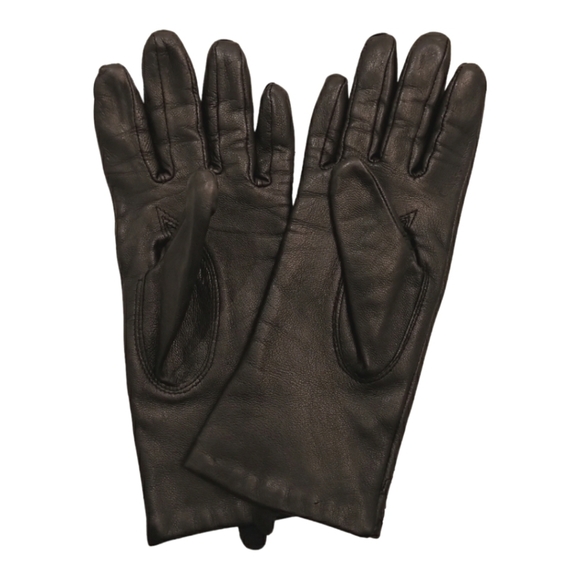 Vintage H&M Elegant Women's Genuine Leather Gloves Black Mint Condition Size XS - Picture 4 of 14